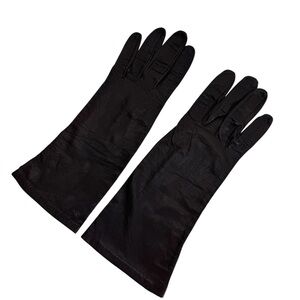 Vintage Regency For Alexander Real Kid Skin Leather Silk Lining Gloves Women